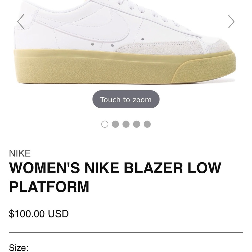 Nike Women's Blazer Low Platform White and Tan Sneakers